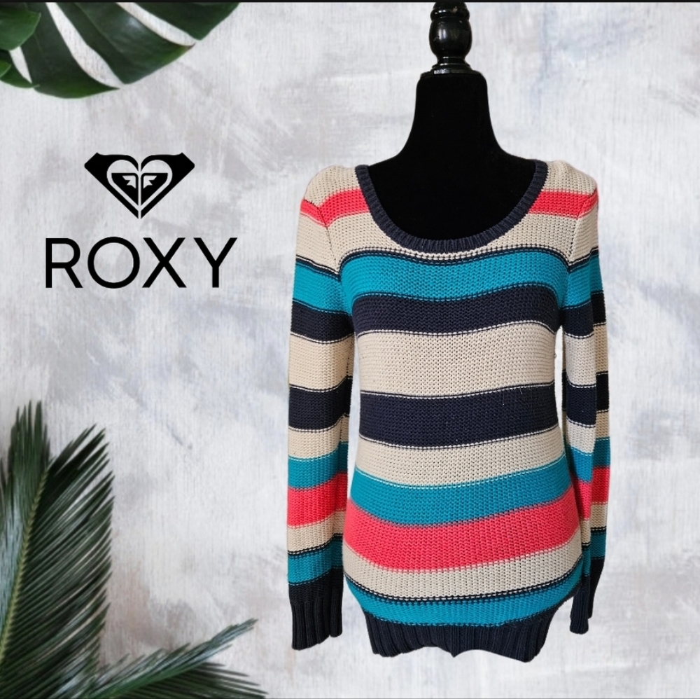 Roxy Sweaters Roxy After Class Scoop Neck Striped Sweater